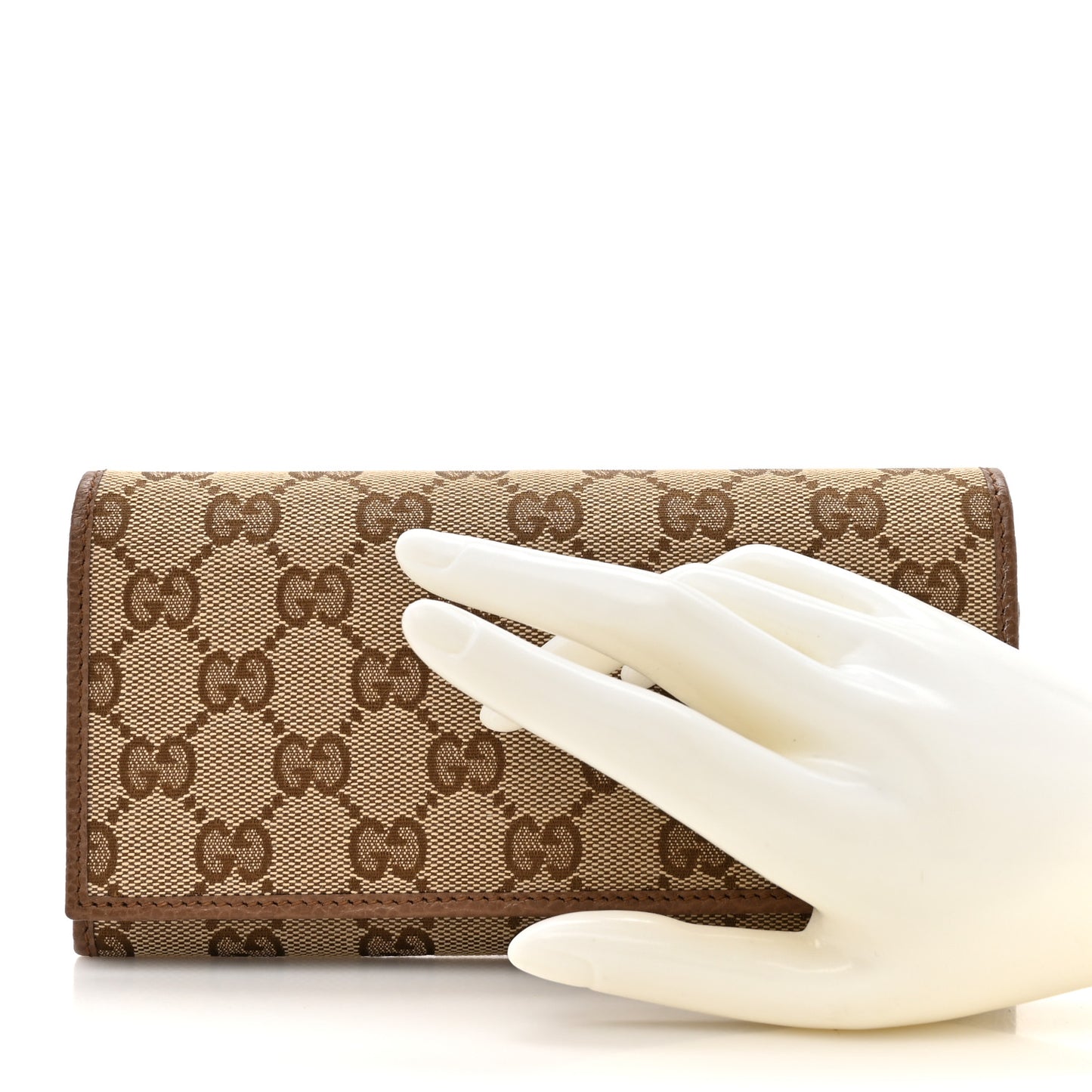 Monogram Dollar Calfskin Continental Flap Wallet Beige Ebony Tabacco