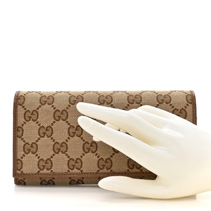 Gucci Monogram Dollar Calfskin Continental Flap Wallet Beige Ebony Tabacco 2 of 7
