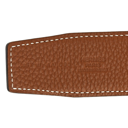 Hermes Box Togo Rubber 38mm Tonight Reversible Belt 95 Black Gold Gomme Orange 5 of 6