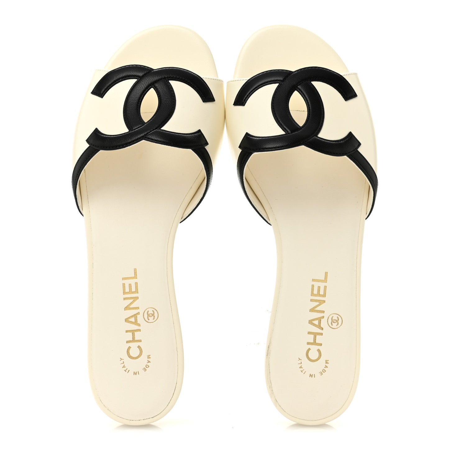 Lambskin CC Logo Slides 39 White Black