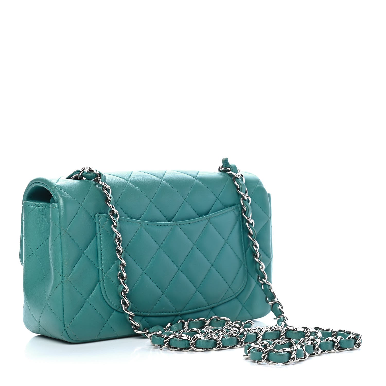 Chanel Lambskin Quilted Mini Rectangular Flap Turquoise 3 of 9