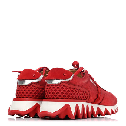 Christian Louboutin Metallic Suede Mens Loubishark Sneakers 42 Red 3 of 4