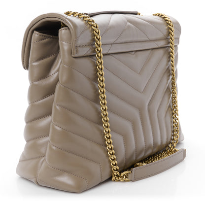 Saint Laurent Calfskin Y Quilted Monogram Medium Loulou Chain Satchel Taupe 3 of 11