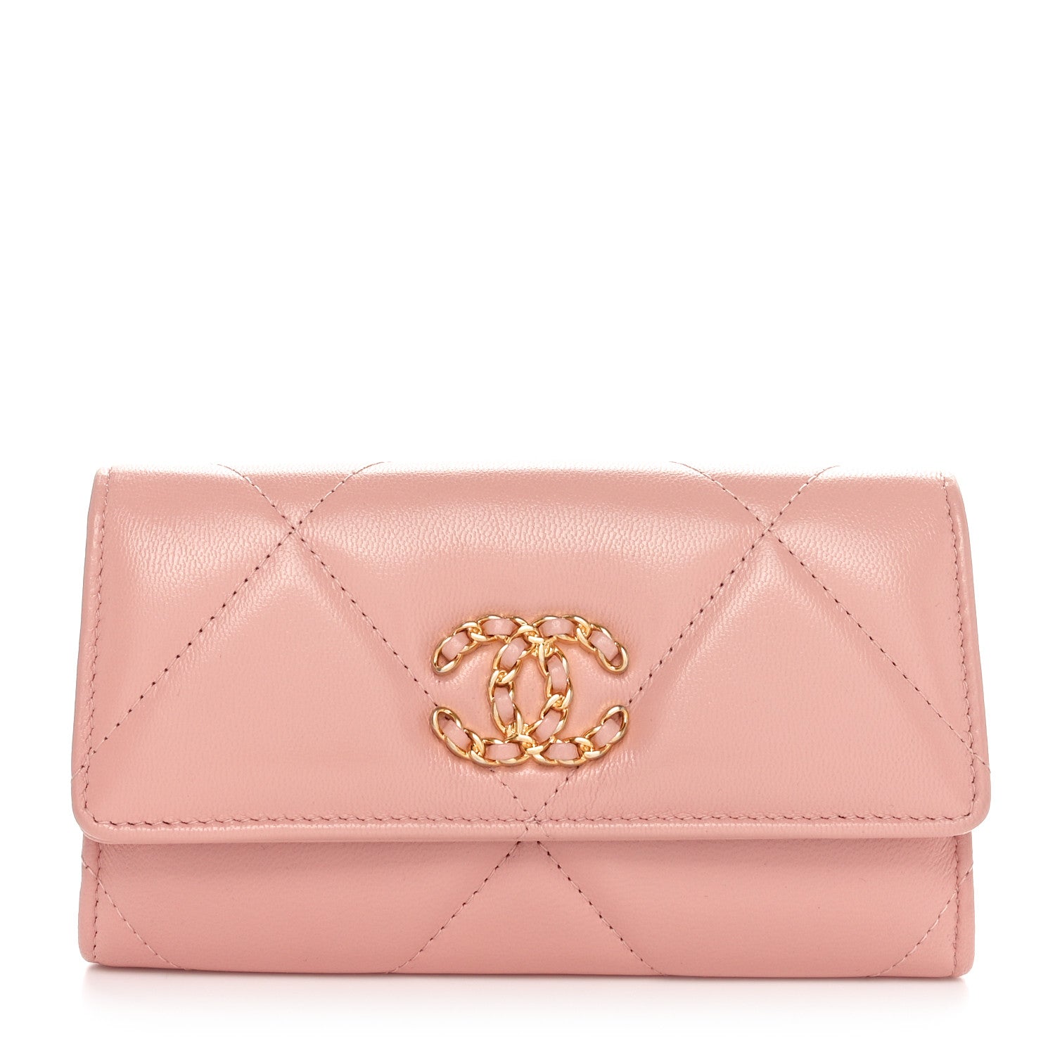 Chanel Goatskin Quilted Chanel 19 Flap Wallet Light Pink 1 of 11
