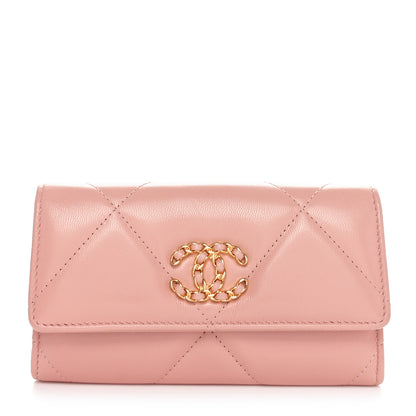 Chanel Goatskin Quilted Chanel 19 Flap Wallet Light Pink 1 of 11