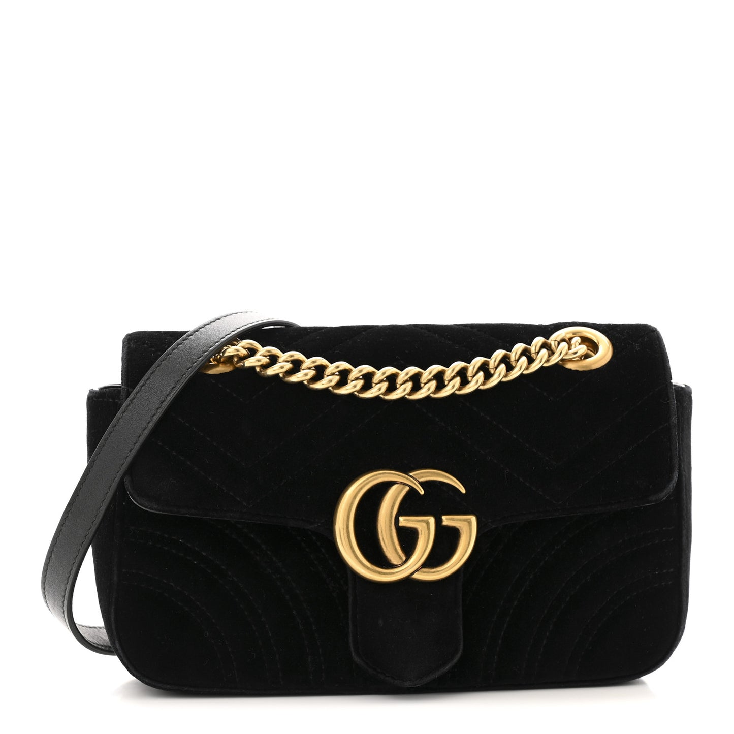 Velvet Matelasse Mini GG Marmont Shoulder Bag Black