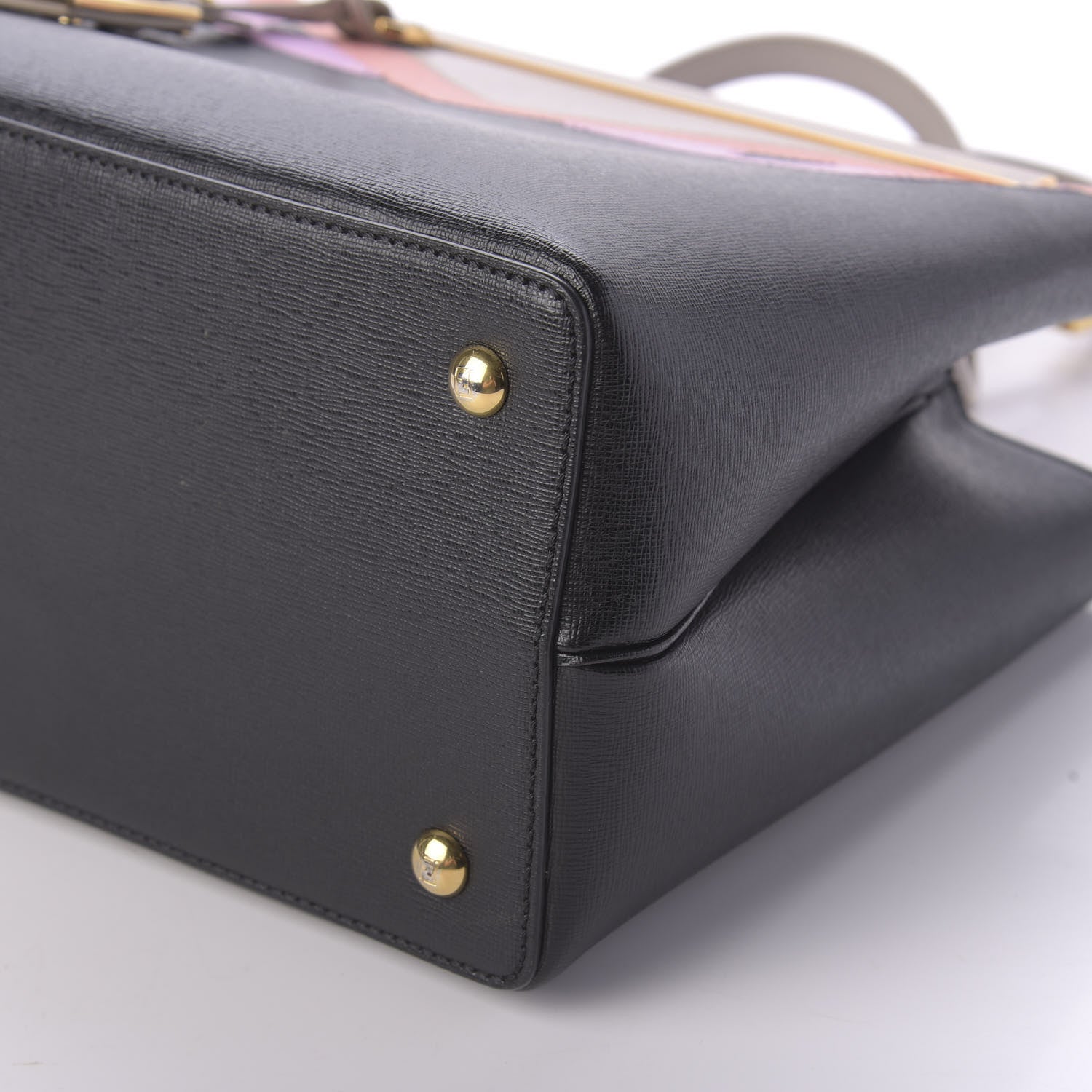Fendi Vitello Elite Monster Petite 2Jours Tote Multicolor Black Grigio Polvere Multicolor 7 of 9