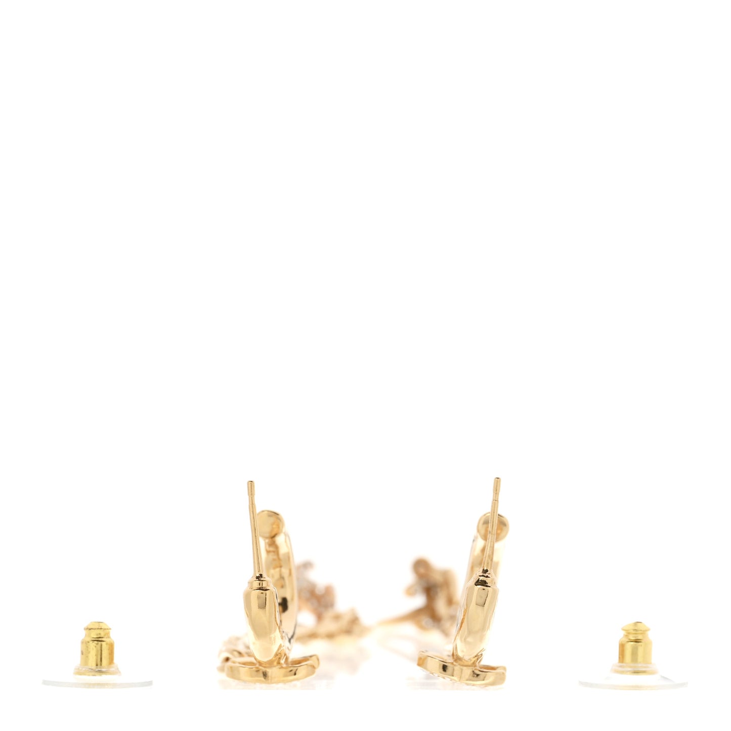 Crystal Chain CC Climber Earrings Gold