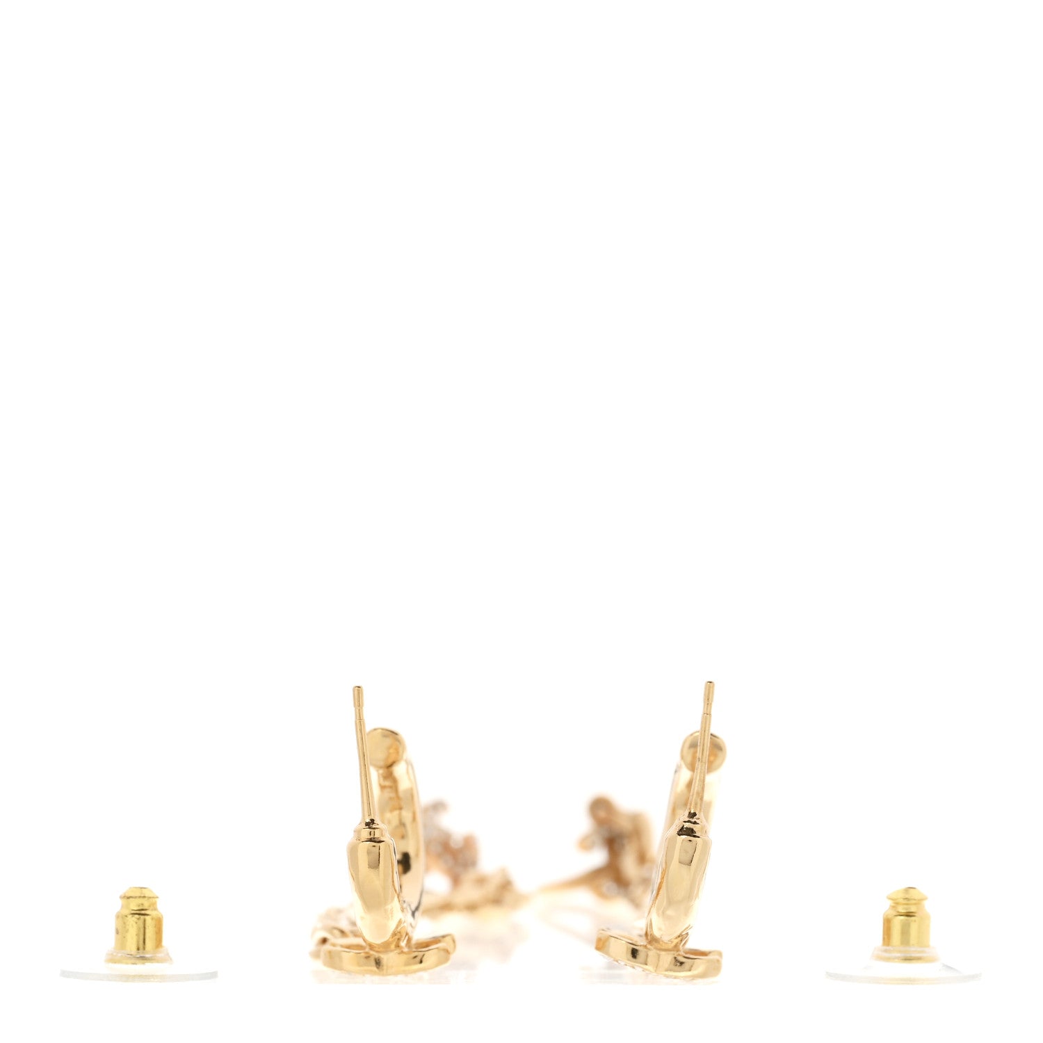 Chanel Crystal Chain CC Climber Earrings Gold 3 of 5