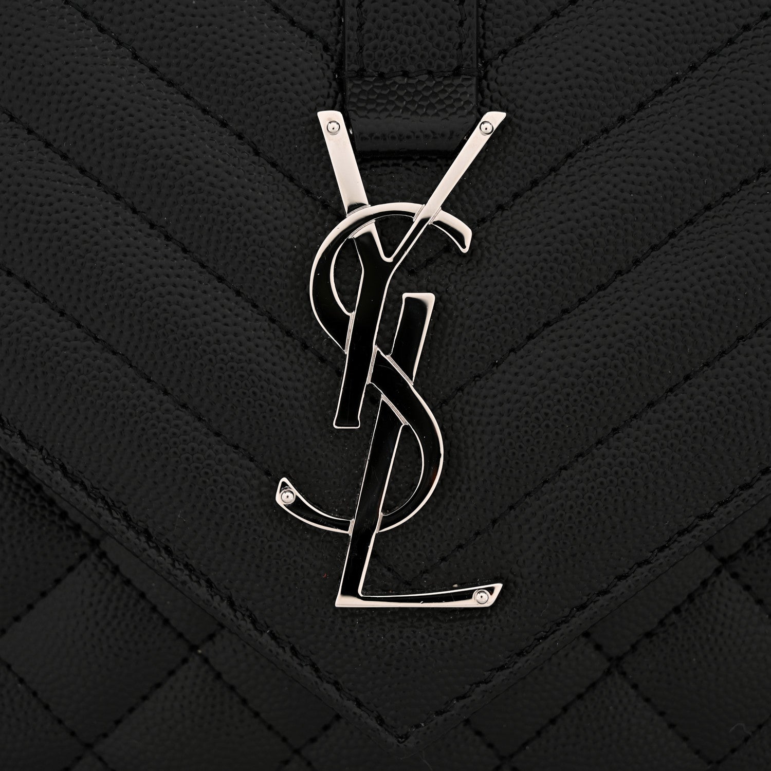 Saint Laurent Grain De Poudre Textured Mixed Matelasse Triquilt Medium Monogram Satchel Black 12 of 12