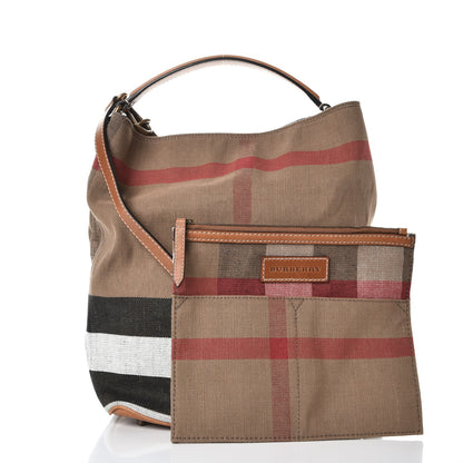 Burberry Canvas Mega Check Medium Ashby Hobo Saddle Brown 6 of 16