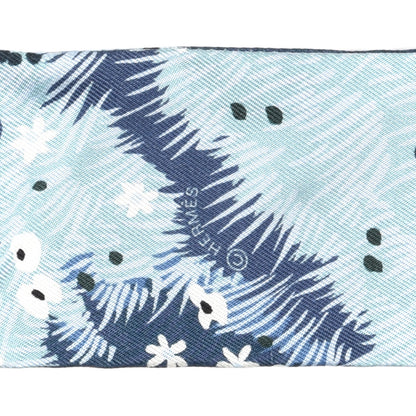 Hermes Silk Dans un Jardin Anglais Twilly Ciel Marine Brun 3 of 4