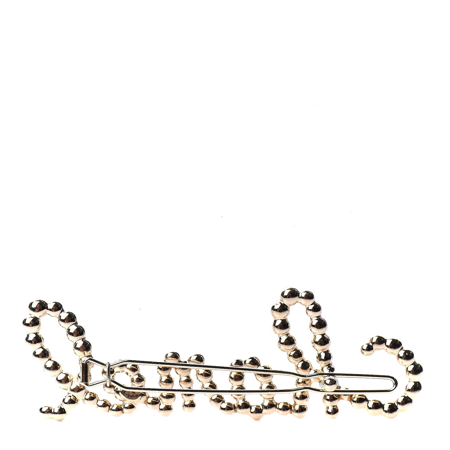 Metal Glass Swirling Pearls Hair Clip Gold