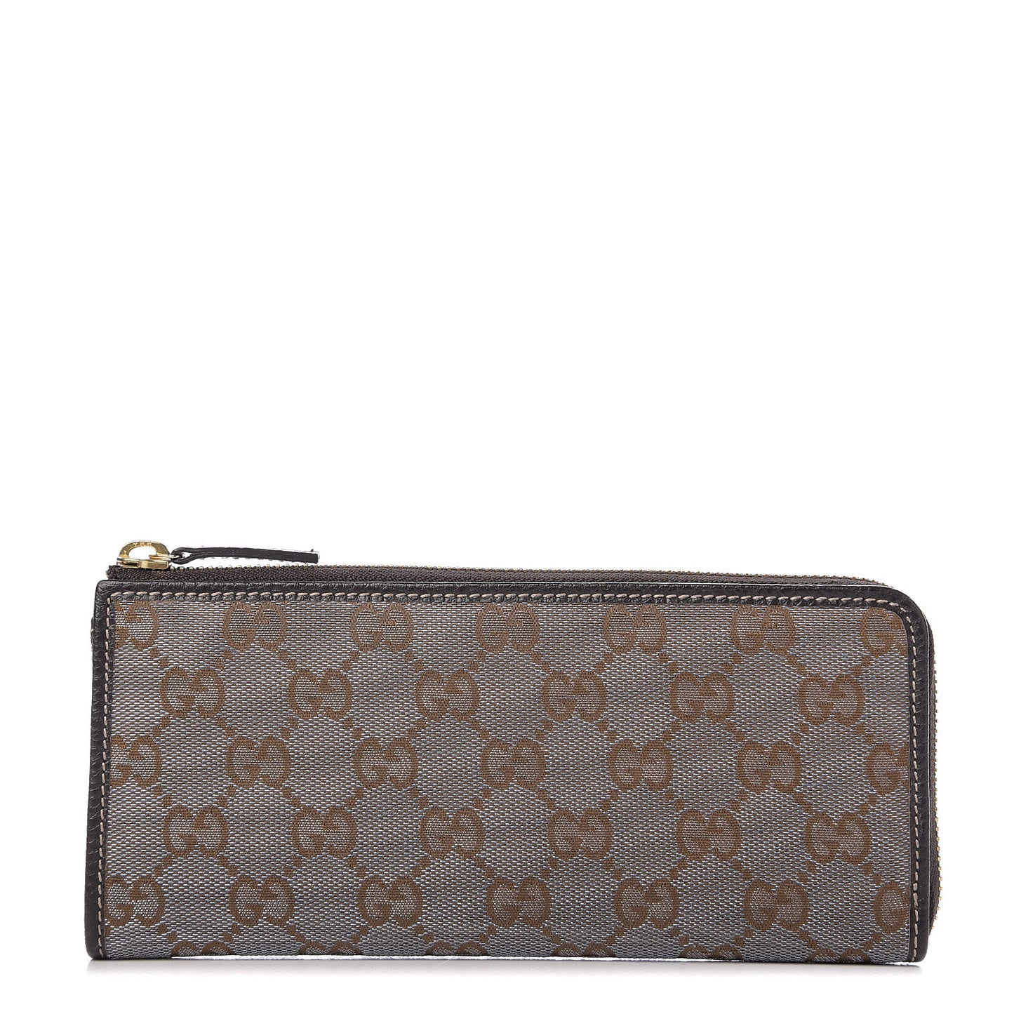 Metallic Monogram Zip Around Wallet Brown