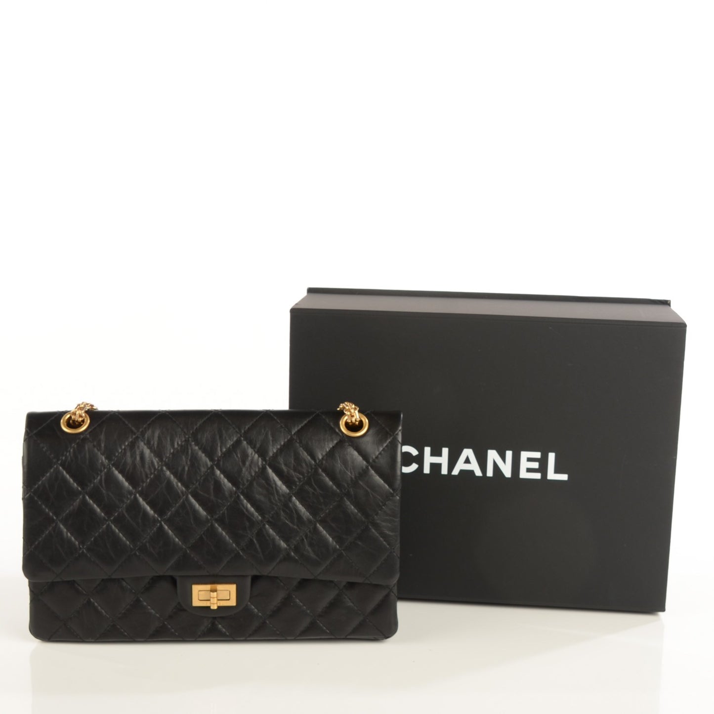 Aged Calfskin Quilted 2.55 Reissue 226 Flap Black