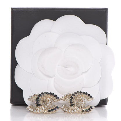 Chanel Pearl CC Earrings Blue Gold 5 of 5