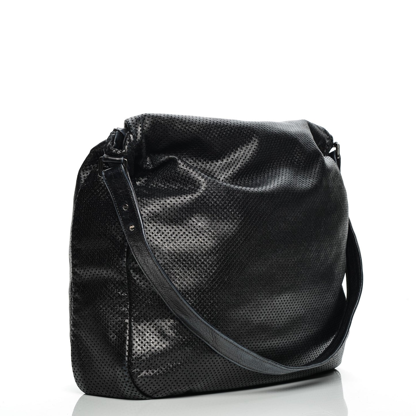 Glazed Calfskin Perforated XL Rodeo Drive Tote Black
