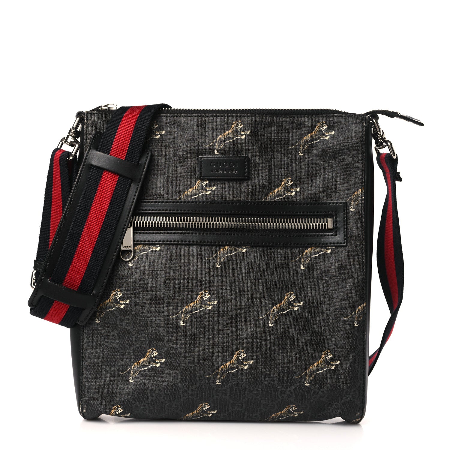 Gucci GG Supreme Monogram Tigers Web Messenger Bag Black Multicolor 1 of 9