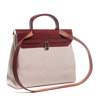 Hermes Vache Hunter Calfskin Toile Herbag 30 PM Havane 3 of 11