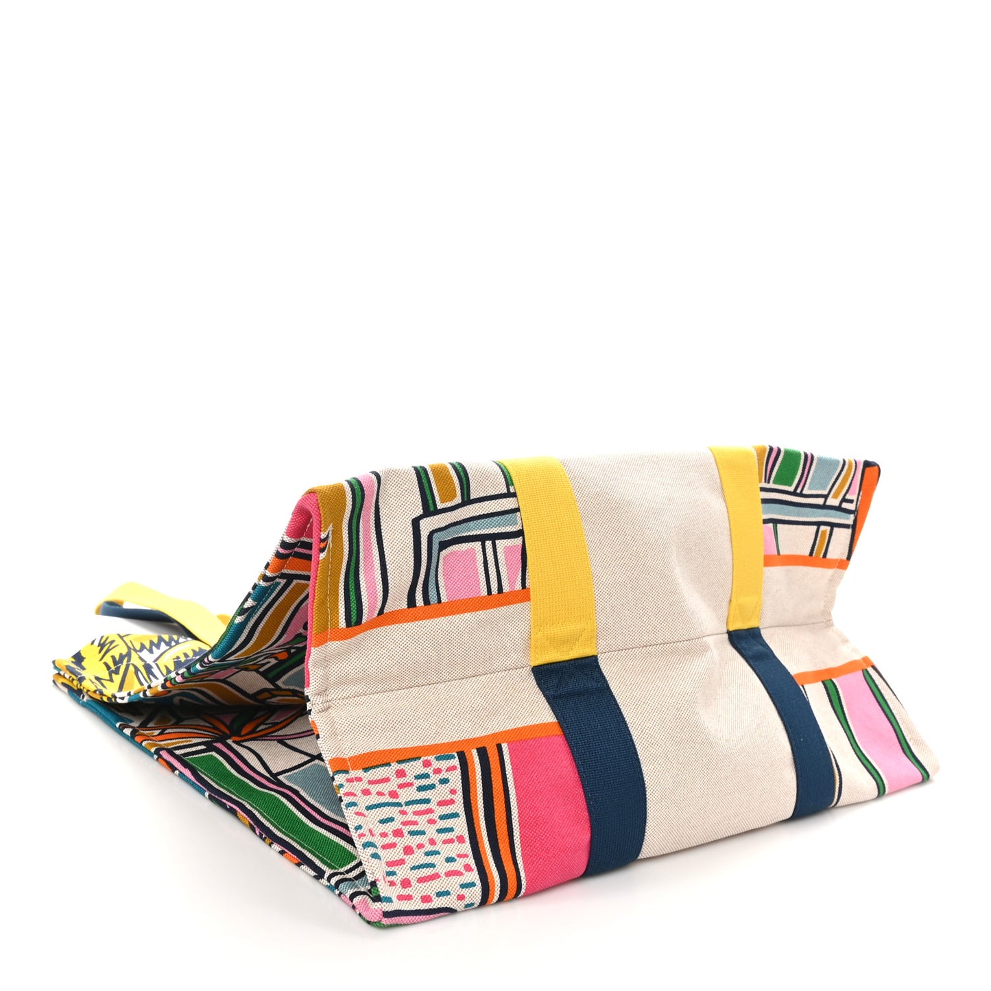 Cotton Canvas Vue Sur La Dune Beach Bag Outremer Bubble Gum Jaune D'Or