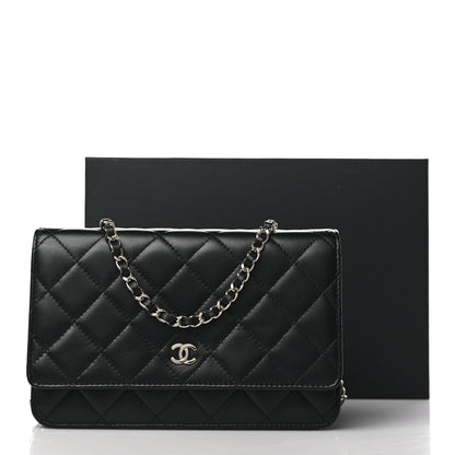 Chanel Lambskin Quilted Wallet On Chain WOC Black 12 of 12