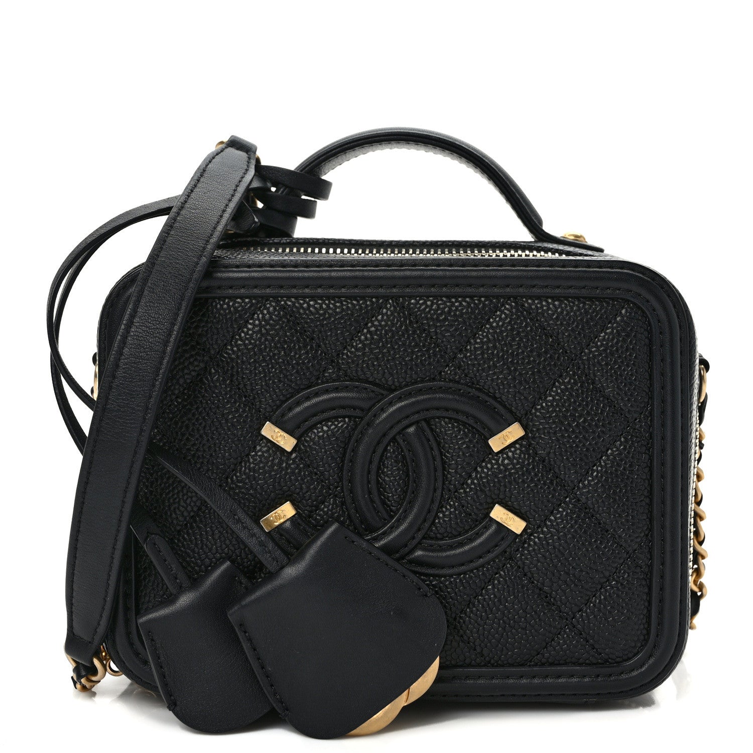 Chanel Caviar Quilted Small CC Filigree Vanity Case Black 1 of 11