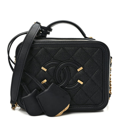 Chanel Caviar Quilted Small CC Filigree Vanity Case Black 1 of 11