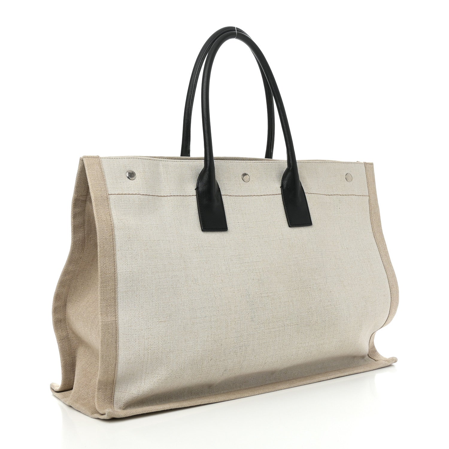 Saint Laurent Linen Calfskin Rive Gauche Tote Optic White 2 of 9