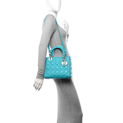 Christian Dior Lambskin Cannage Medium Lady Dior Turquoise 2 of 11