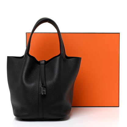 Hermes Taurillon Clemence Monochrome Picotin Lock 18 PM Black 11 of 11