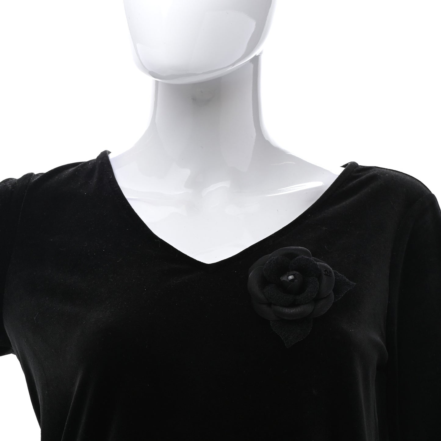 Tweed Camellia Pin Brooch Black
