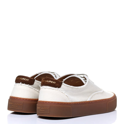 Saint Laurent Distressed Canvas Womens Venice Sneakers 37 White 3 of 5