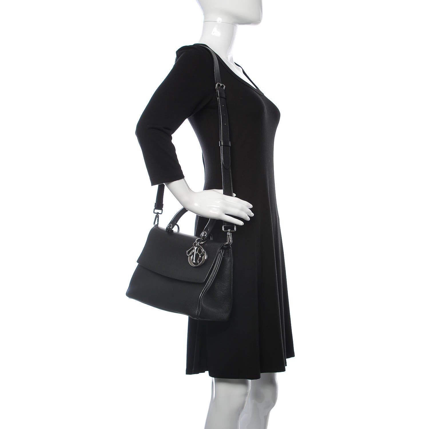 Christian Dior Grained Calfskin Medium Be Dior Flap Black 2 of 10