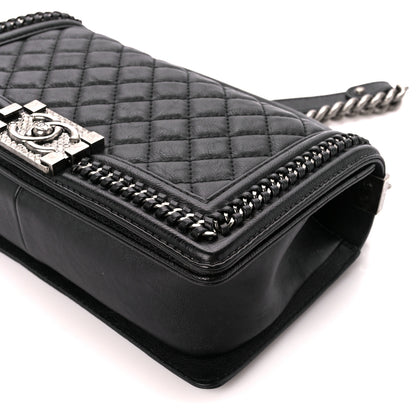 Chanel Goatskin Quilted Medium Boy Handle Flap Black 10 of 11