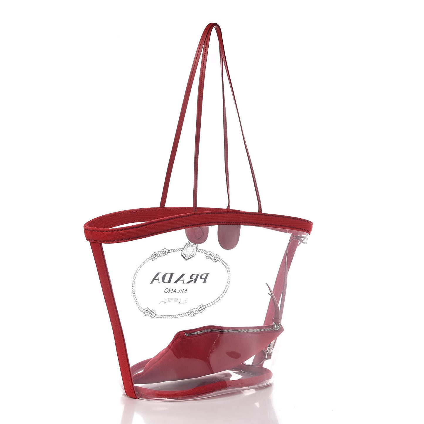 Plexiglass Calfskin Small Shopper Tote Rosso