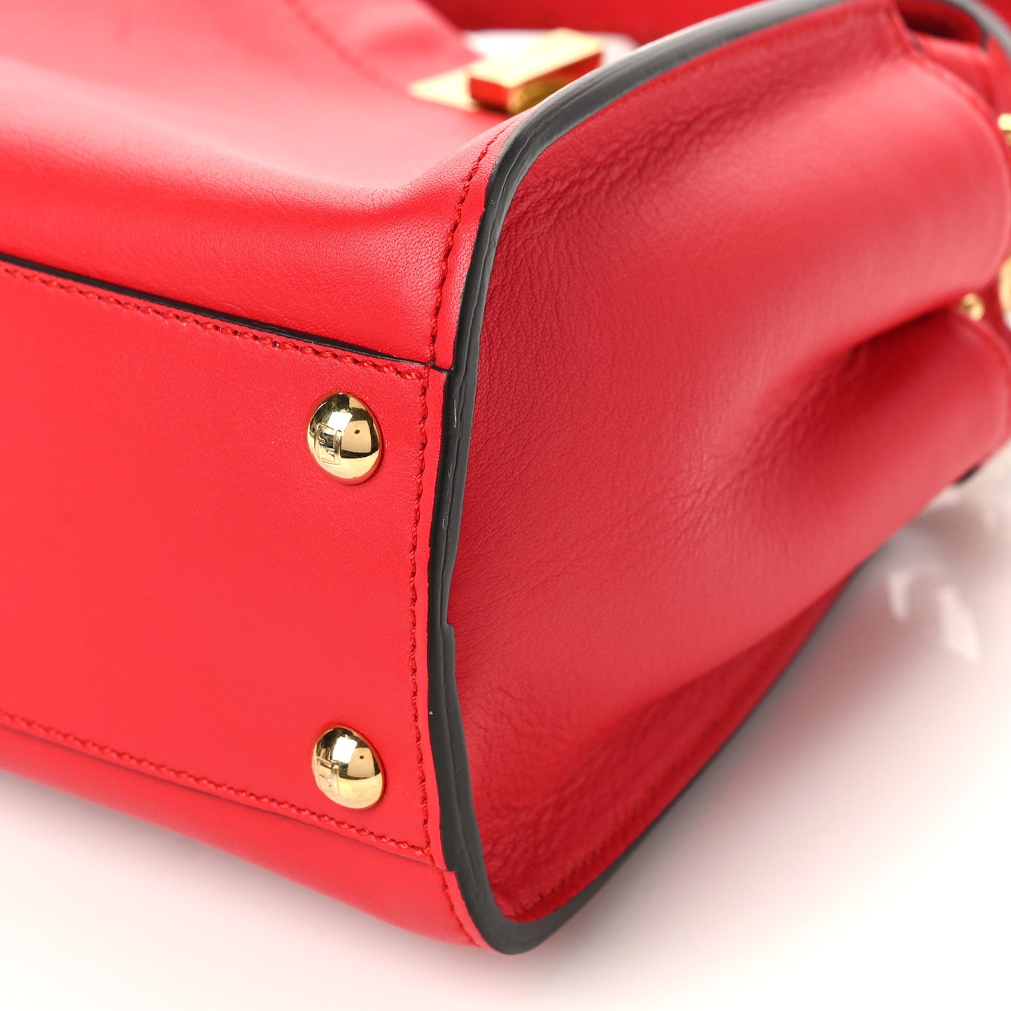 Vitello Seta Canvas FF Embroidered Mini Peekaboo Iconic Satchel Rosso Cardinale Multicolor