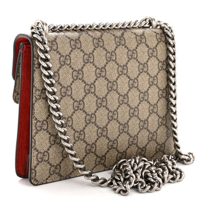 Gucci GG Supreme Monogram Suede Mini Dionysus Shoulder Bag Beige Ebony Vulcanic Red 3 of 14