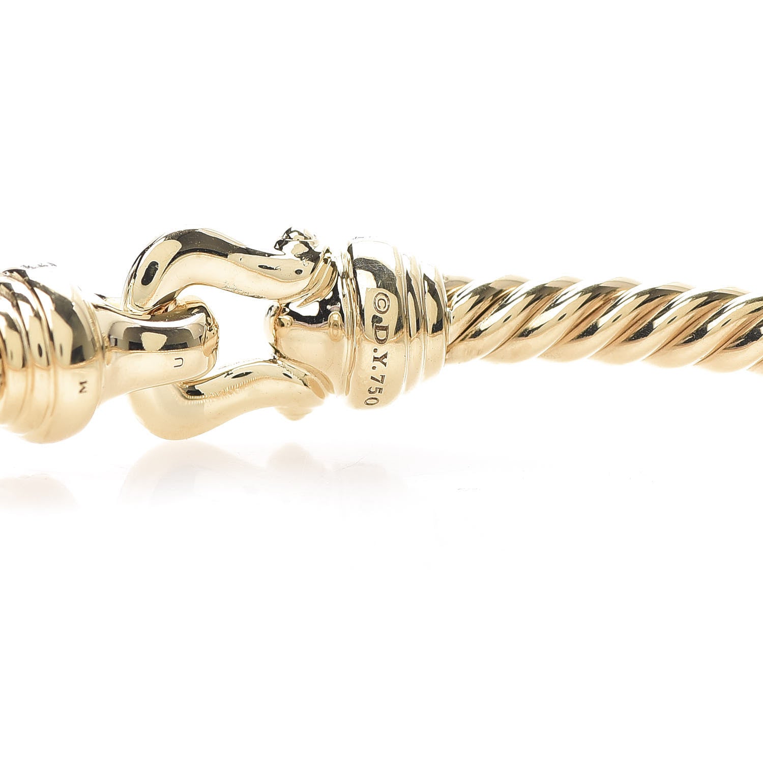 David Yurman 18K Yellow Gold Diamond 3.5mm Cable Buckle Bracelet 4 of 4