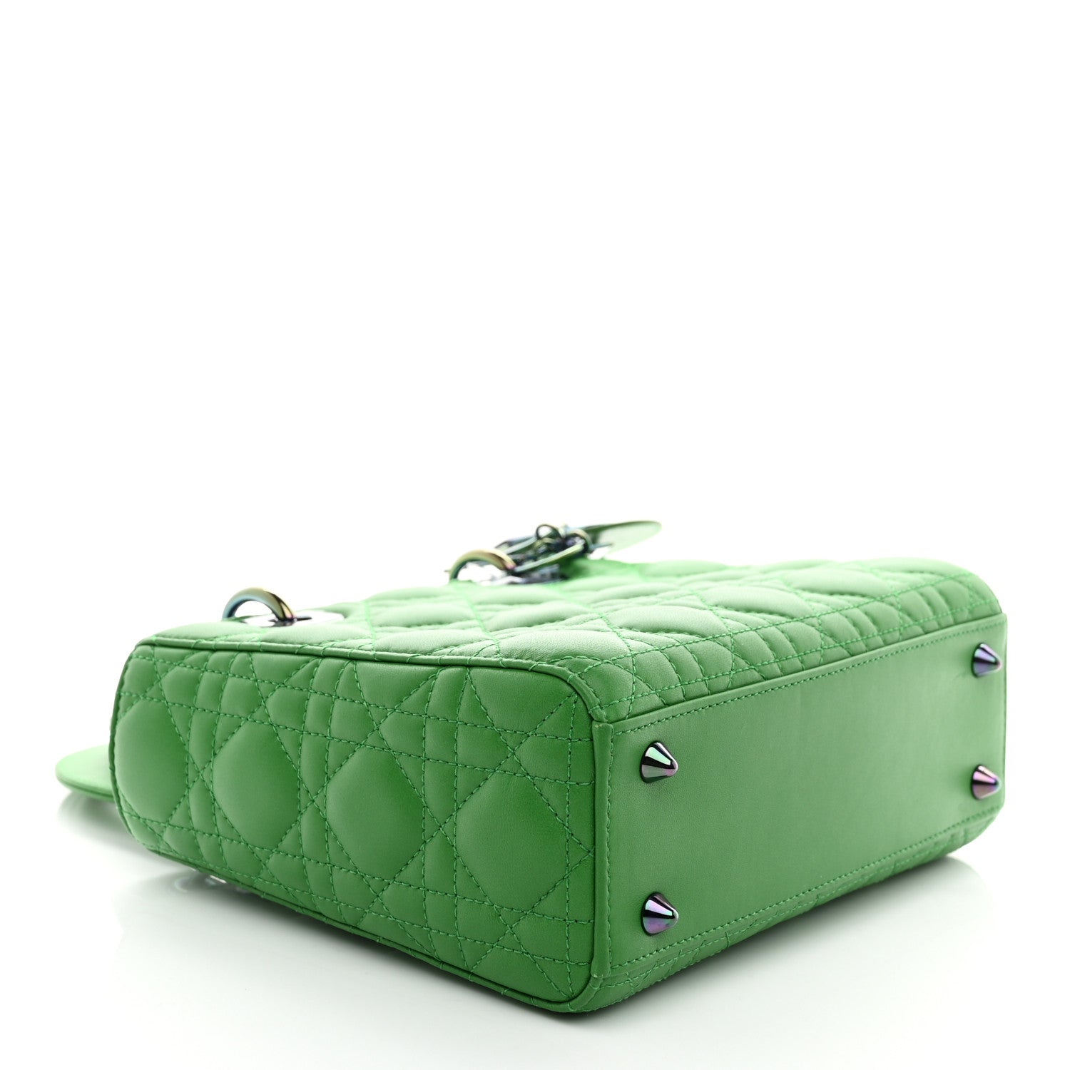 Christian Dior Lambskin Cannage Small Lady Dior Bright Green 3 of 10
