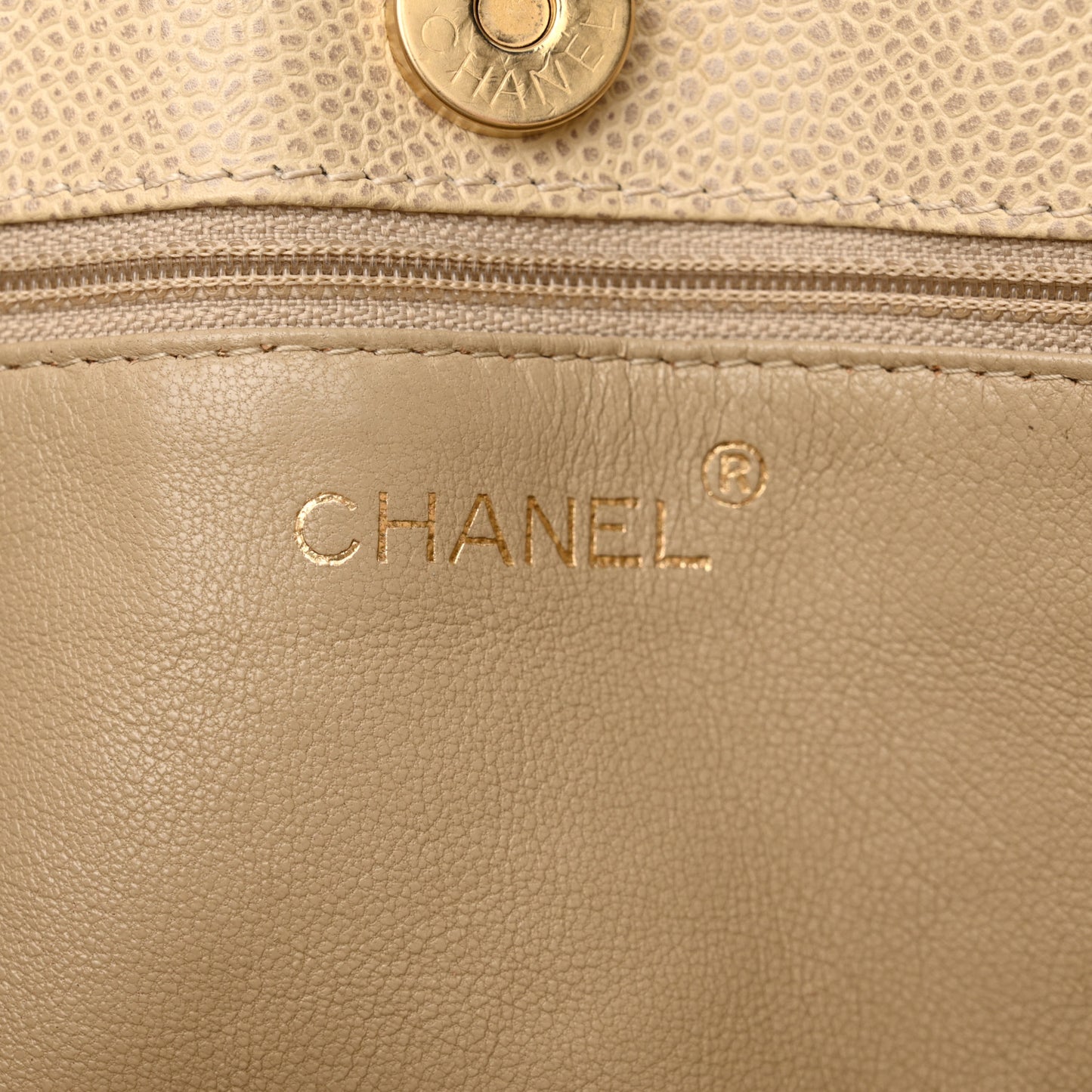 Caviar Quilted Bekko Shopper Tote Beige