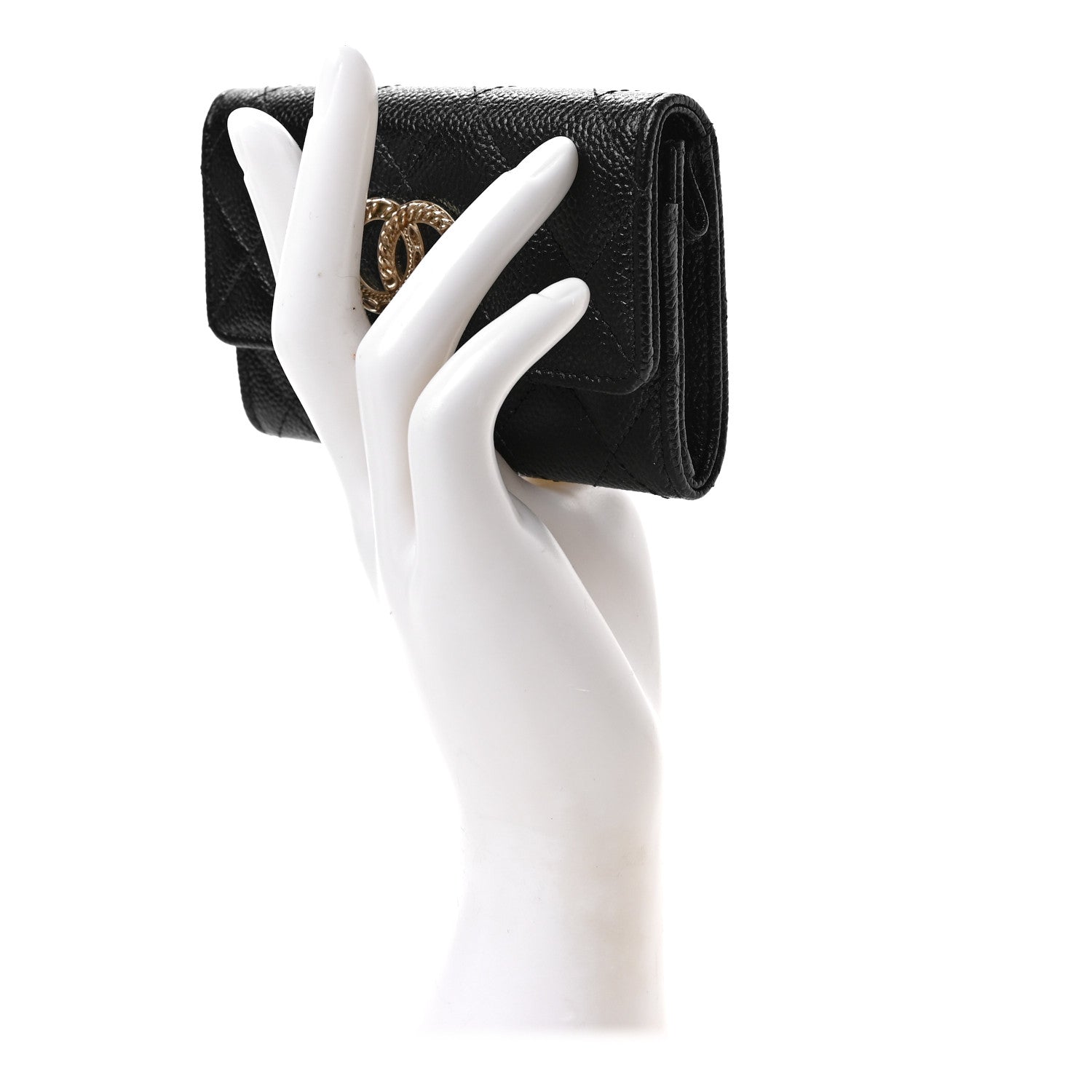 Chanel Caviar Quilted Chain CC Flap Card Holder Black 2 of 8
