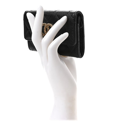 Chanel Caviar Quilted Chain CC Flap Card Holder Black 2 of 8
