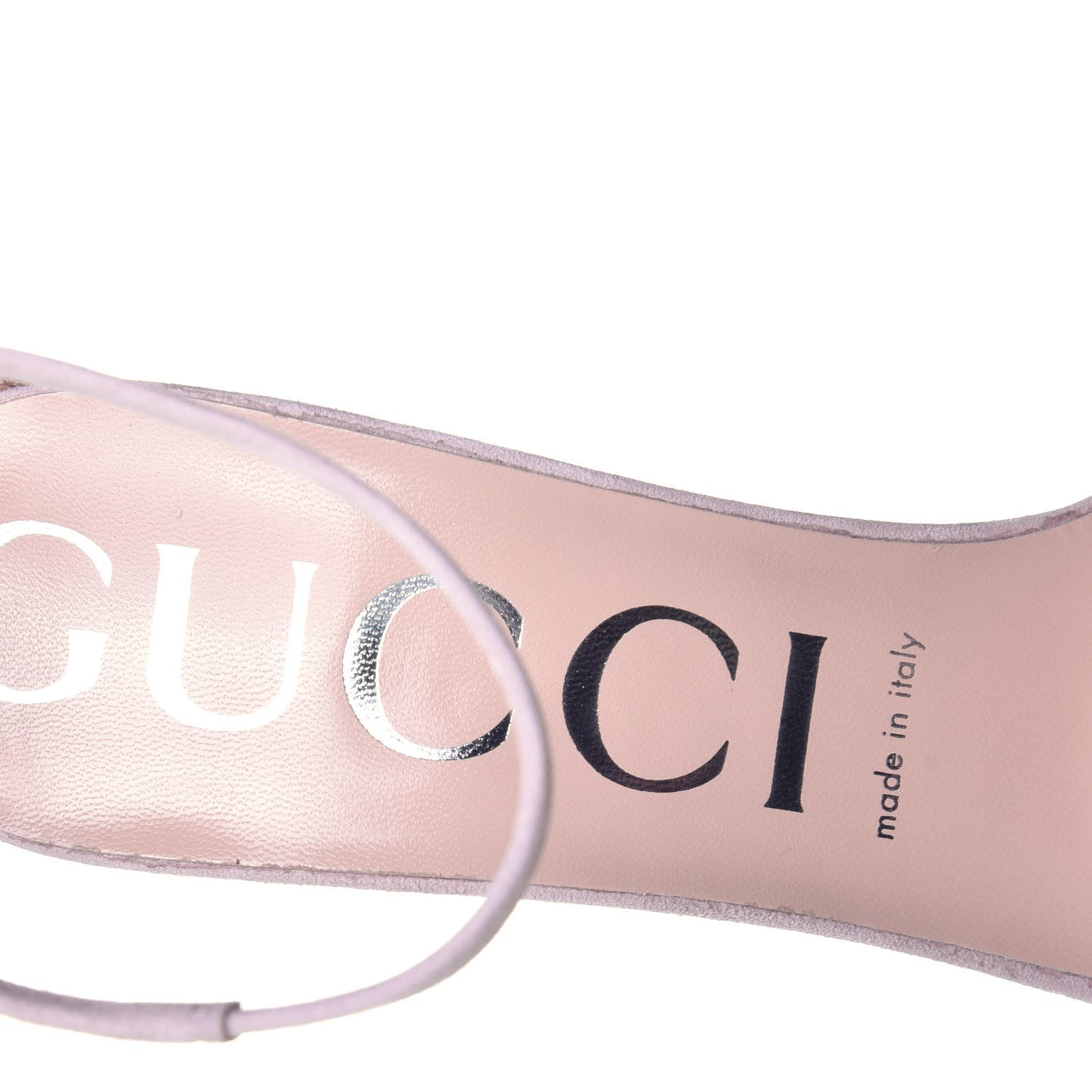 Kid Scamosciato GG Ankle Strap High Heel Sandals 39.5 Powder Pink