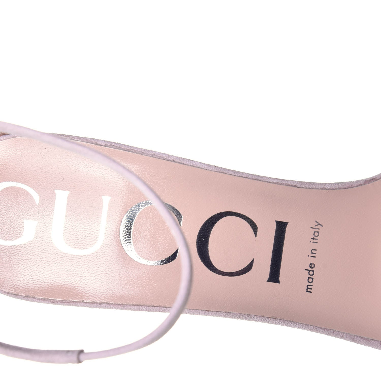 Gucci Kid Scamosciato GG Ankle Strap High Heel Sandals 39.5 Powder Pink 7 of 8