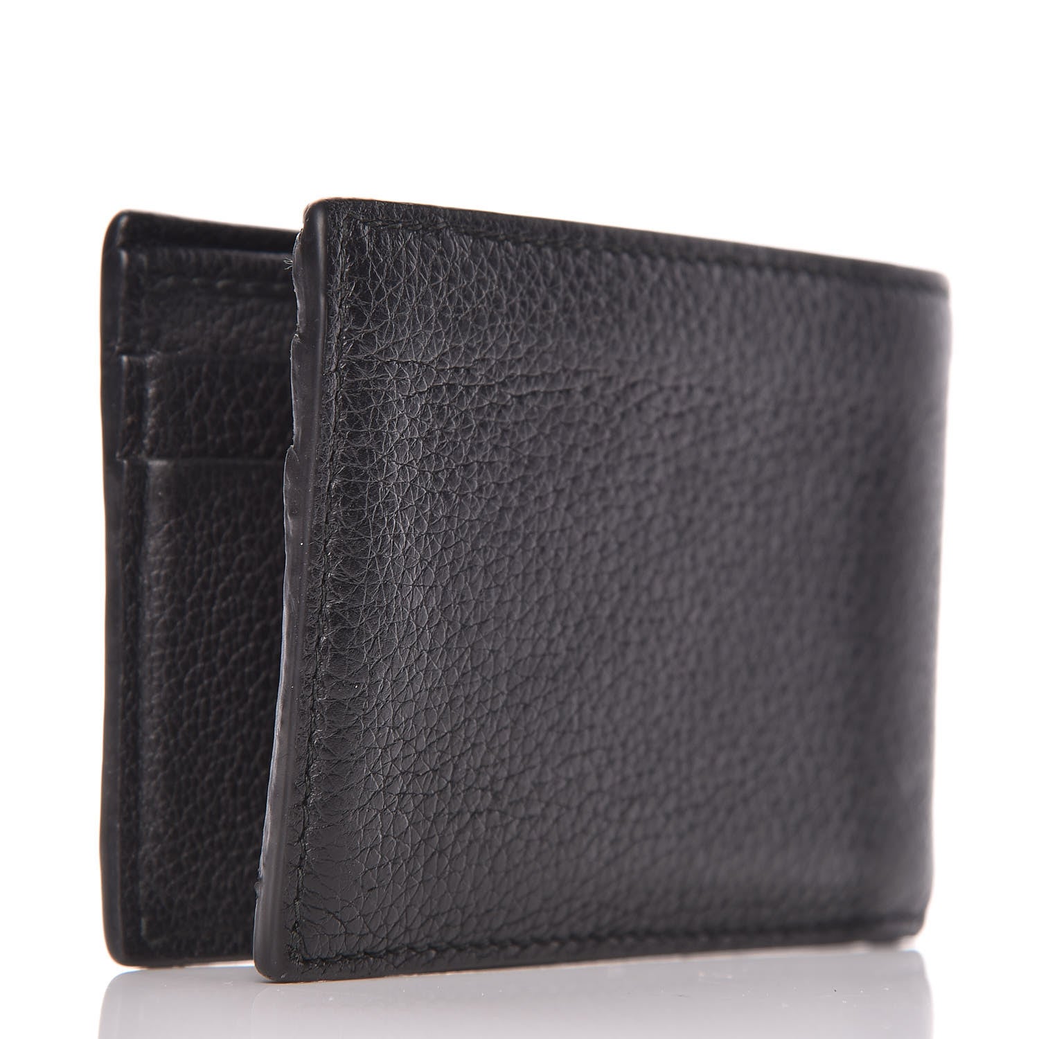 Gucci Cripto Calfskin Logo Bi-Fold Short Wallet Black Grege 3 of 12