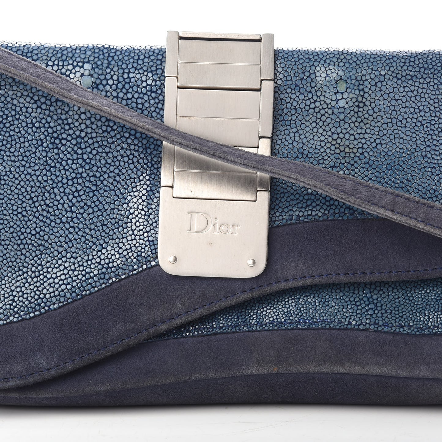 Stingray Suede Double Saddle Bag Blue