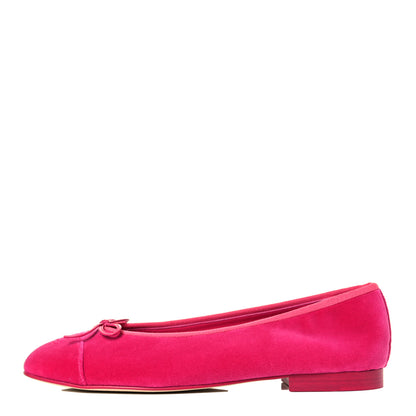 Chanel Velvet Cap Toe Ballerina Flats 41 Pink 1 of 9