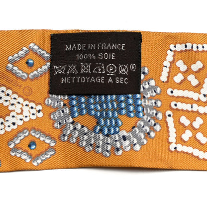 Hermes Silk Kelly En Perles Twilly Miel Bleu Jean Cream 4 of 4
