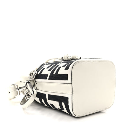 Fendi Canvas Nappa F is Fendi FF Embroidered Mini Mon Tresor Bucket Bag White Black 4 of 13