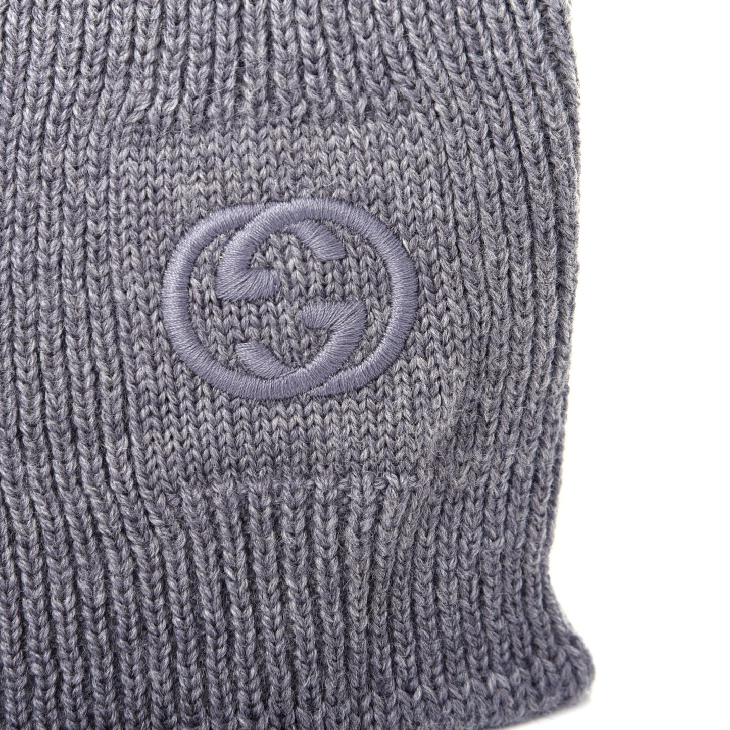 Wool Tricot Interlocking G Simple GG Beanie Hat M Graphite
